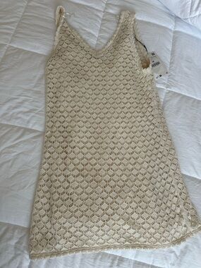Zara Cream Crochet Sleeveless Dress